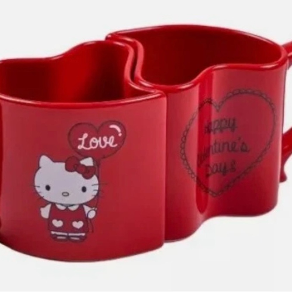 Hello Kitty Red Heart-Shaped Kids Mug Set